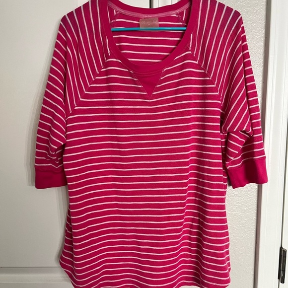 Calvin Klein Fuchsia Striped Long Sleeve Top - Picture 1 of 4